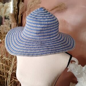 Blue White Summer Hat Paper Polyester Summer Gardening Beach Fancy Stylish